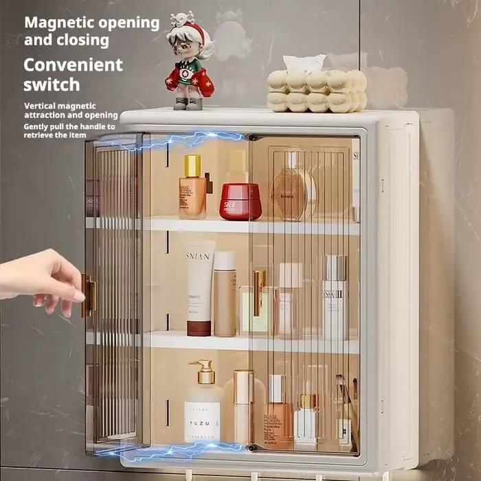 Étagère de salle de bain murale, organisateur magnétique adhésif sans perceuse, étagère de rangement