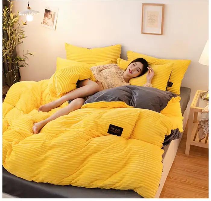 WASART doux chaud en peluche housse de couette hiver 220x240 velours polaire couple housse de couett