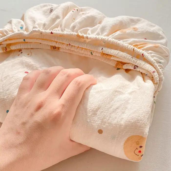 Drap-housse en coton lavé avec bandes élastiques, housse de matelas réglable et antidérapante, en pu