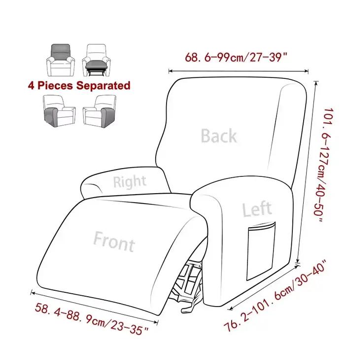 Housse de canapé inclinable 1/2/3 places, Jacquard, couleur unie, coussin extensible, couleur unie, 