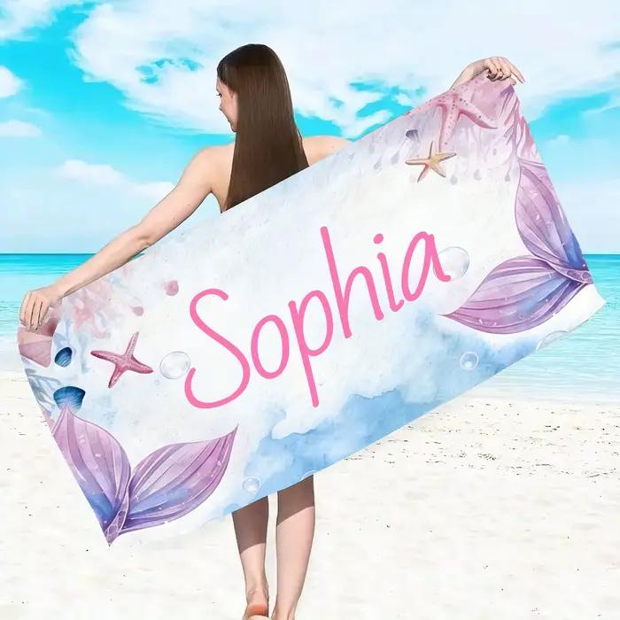 Serviette de plage personnalisée avec photo, en microfibre douce, légère, en polyester, anti-sable, 