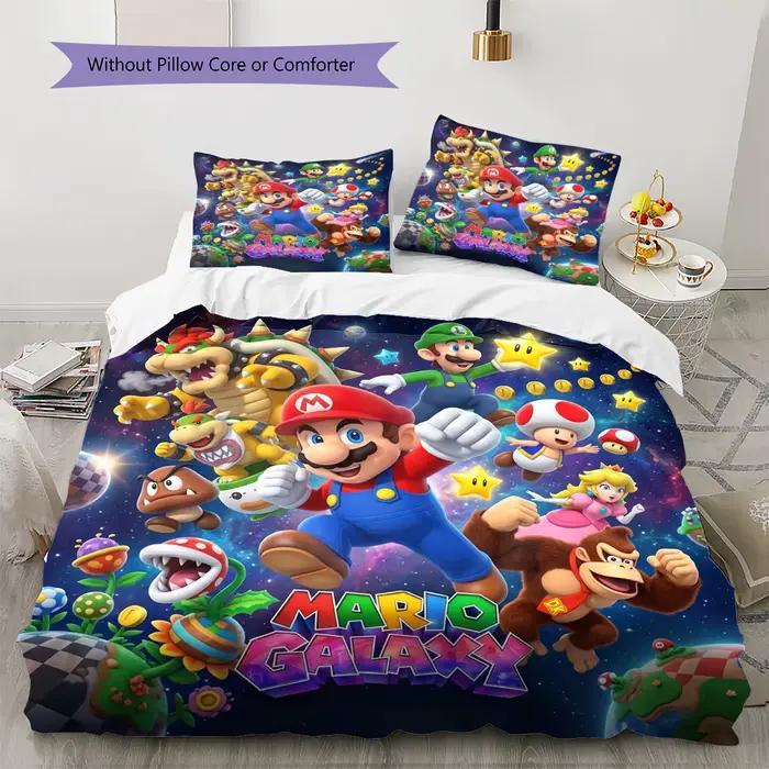 Housse de couette confortable et douce avec motif Super Mario, cadeau de literie pour enfants, diffé