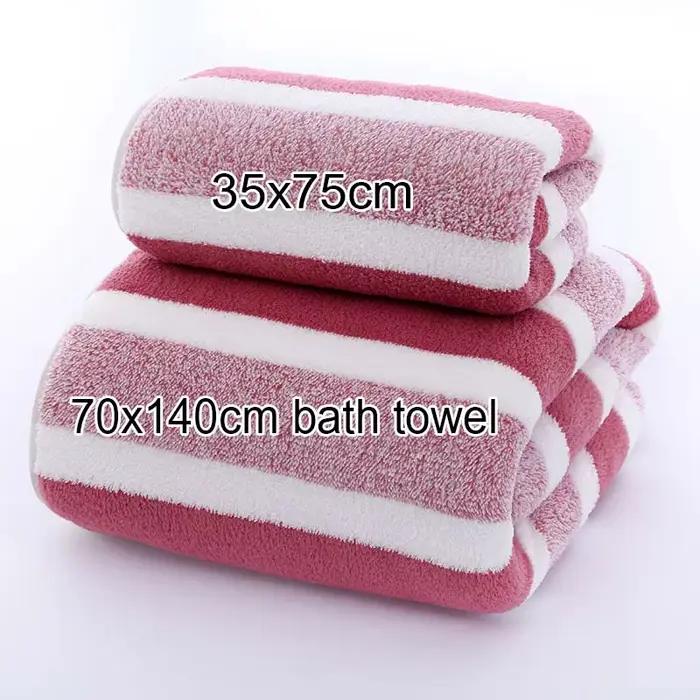 Serviette de bain rayée en microfibre, 35x75cm, pour salle de bain ou douce et absorbante, expérienc