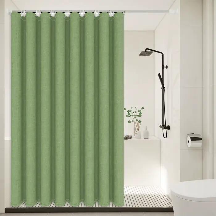 Rideau de douche en tissu de lin de style minimaliste - tissu en polyester épais et solide