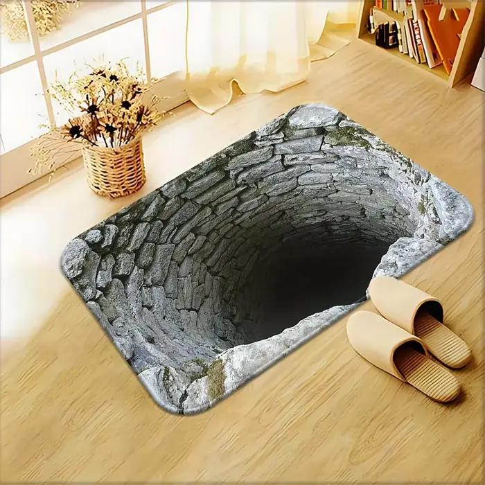 Tapis de porte antidérapant, Illusion d'optique 3D, Abyss sans fin, lavable en Machine, pour salle d