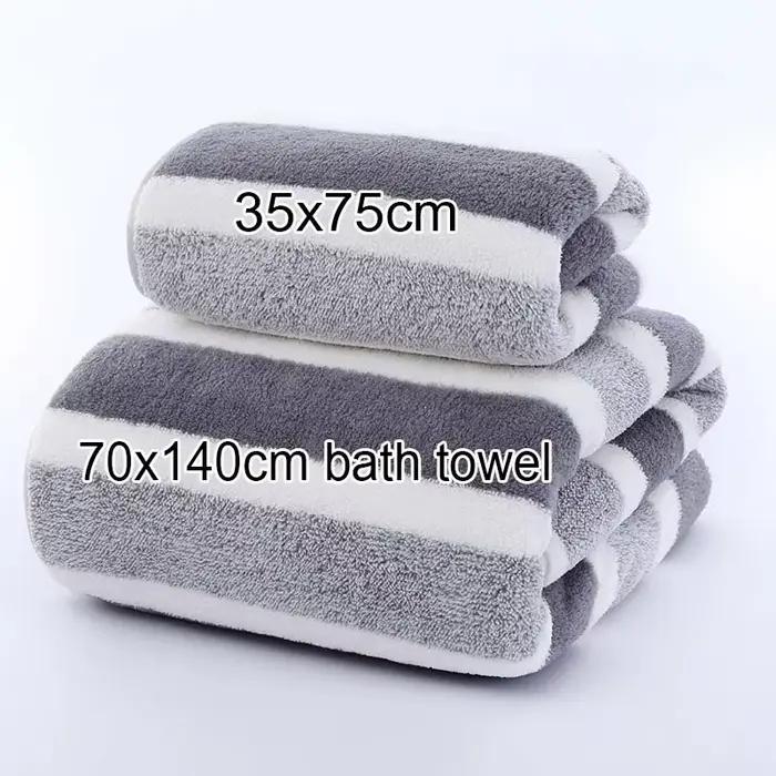Serviette de bain rayée en microfibre, 35x75cm, pour salle de bain ou douce et absorbante, expérienc