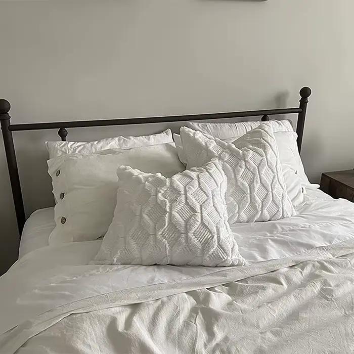 Doux Peluche Laine Courte Velours Décoratif Housses de Coussin Luxe Style pour canapé Chambre Beige 