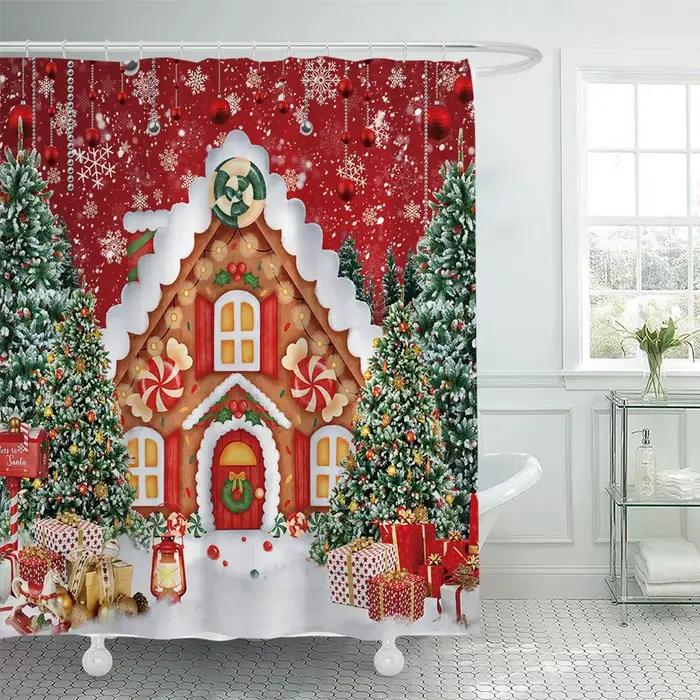 Rideau de douche joyeux noël, 1 pièce, pour salle de bain, décor moderne pour salle de bain, rideau 