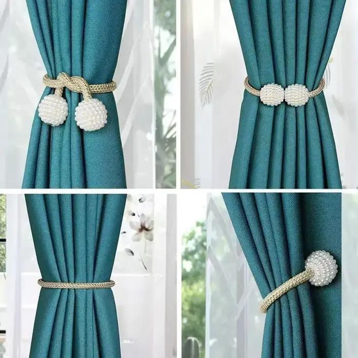 1/2 pièces perle magnétique rideau pince porte-rideau cravate boucle Clips suspendus boule boucle cr