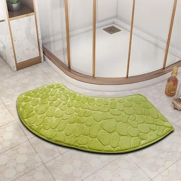 Tapis de sol de salle de bain en relief, 1 pièce, tapis festonné incurvé, antidérapant, absorbant, p