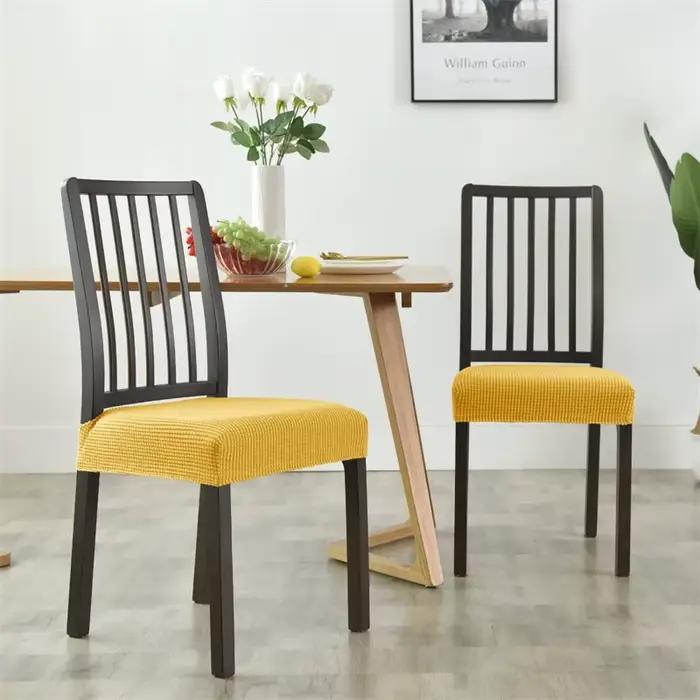 Housse de siège de chaise de salle à manger extensible, en Jacquard, couleur unie, amovible, Anti-po