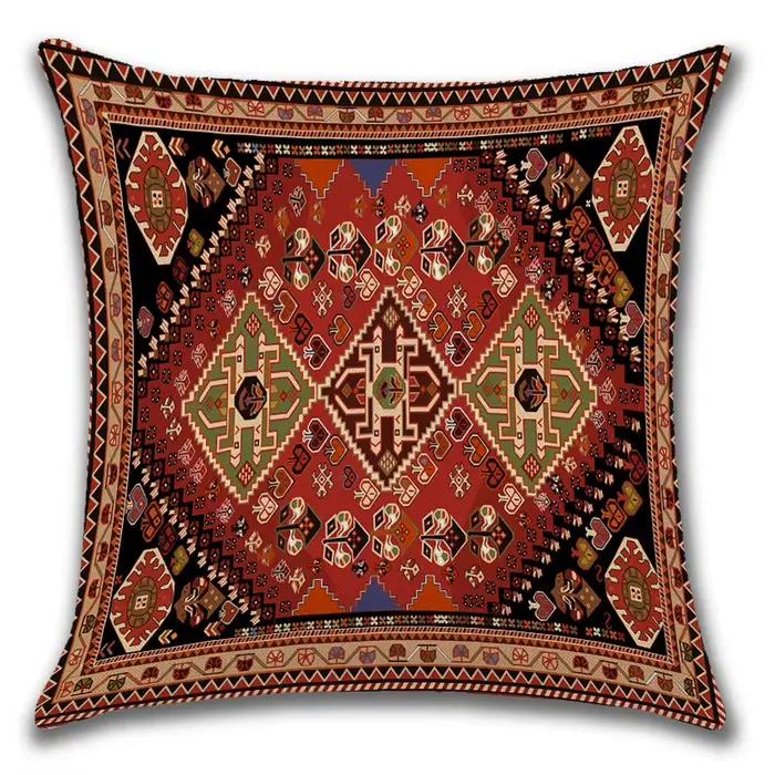 Nouvelle Housse de Coussin Imprimée 2D Effet Peau de Pêche Motif Tapis Persan Ethnique, Style Bohème