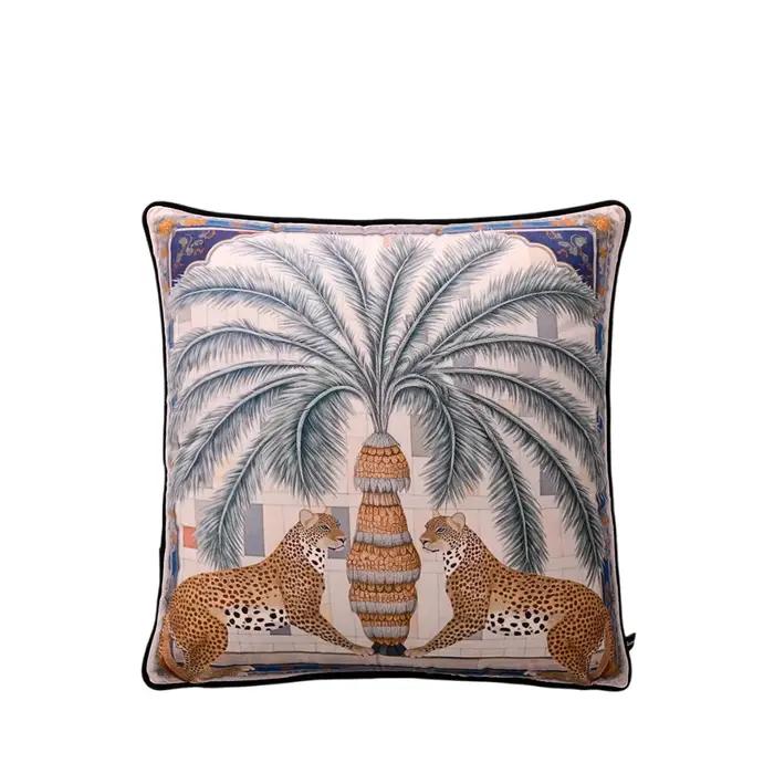 Housse de coussin Tigre inspirée de la chinoiserie preppy, motif guépard avec pot à gingembre, taie 