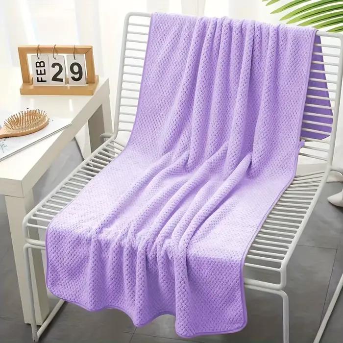 Serviette de bain en treillis d'ananas, Ultra légère, respirante, polaire corail, douce et confortab