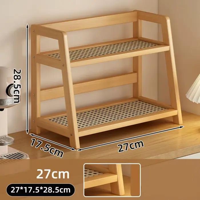 Étagère de rangement en bois pour cuisine, organisateur de bureau en rotin, présentoir à épices pour