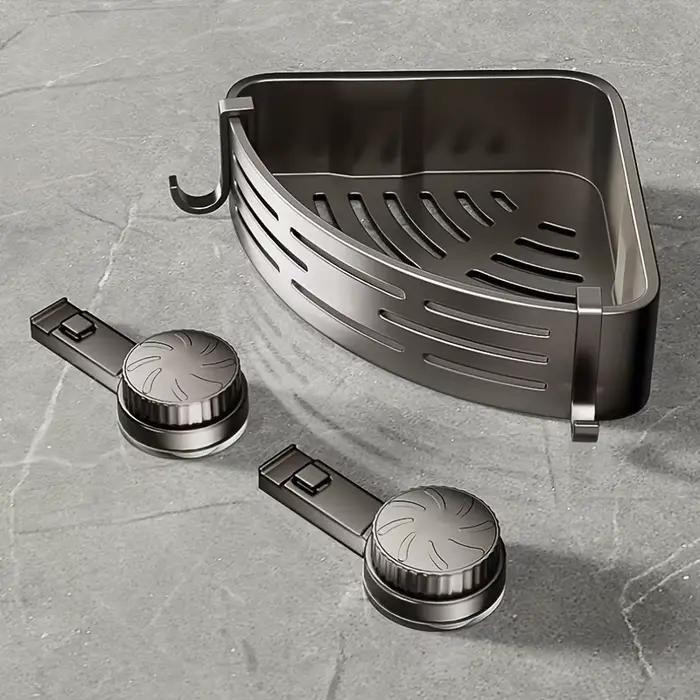 Support de salle de bain à ventouse peu encombrant, avec cadre triangulaire robuste et tige à croche
