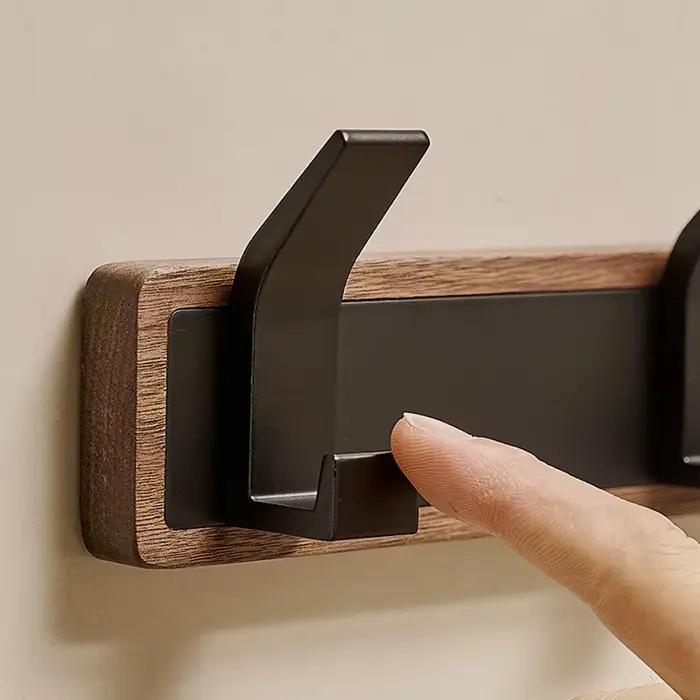 BAKALA-crochet mural en bois noir, porte-manteau suspendu pour salle de bain, cuisine, chambre à cou