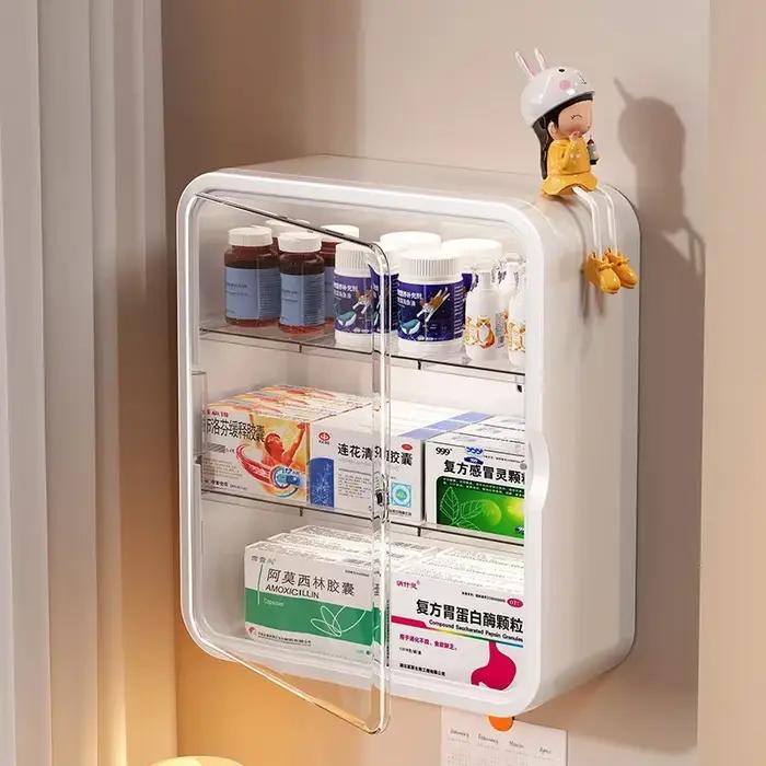 Tenture murale sans poinçonnage, installation familiale, armoire médicale sur pied, support de range