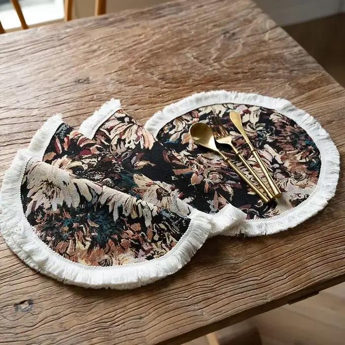 Napperons ronds en toile de jute, lot de 4 serviettes rustiques en Jute pour tables de fête à manger