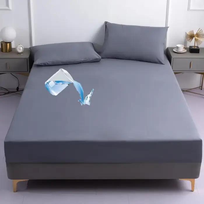 Drap-housse noir imperméable, doux pour la peau, respirant, П®стельное Беье, housse de matelas tout 