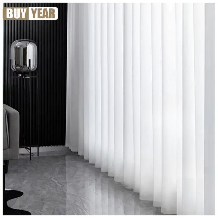 Rideaux en Tulle blanc massif de haute qualité, pour salon, décoration crème, fenêtre Beige, Voile t