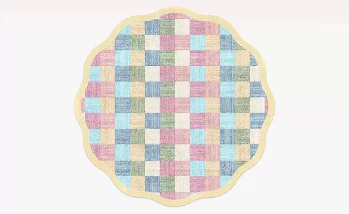 Tapis rond moelleux et doux de couleur Dopamine pour la décoration du salon, tapis de chevet de styl