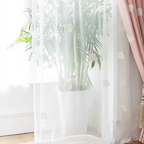 Rideaux pour enfants brodés de nuages 3D, pour l'obscurcissement de la pièce, isolation thermique, t