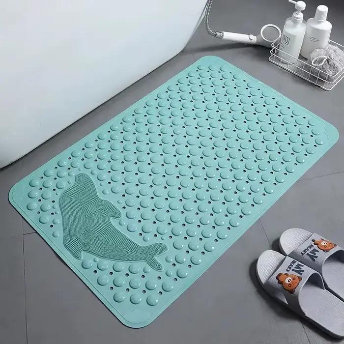 Tapis de douche rectangulaire antidérapant, 1 pièce, avec ventouses, trous de vidange, 35x70cm, tapi