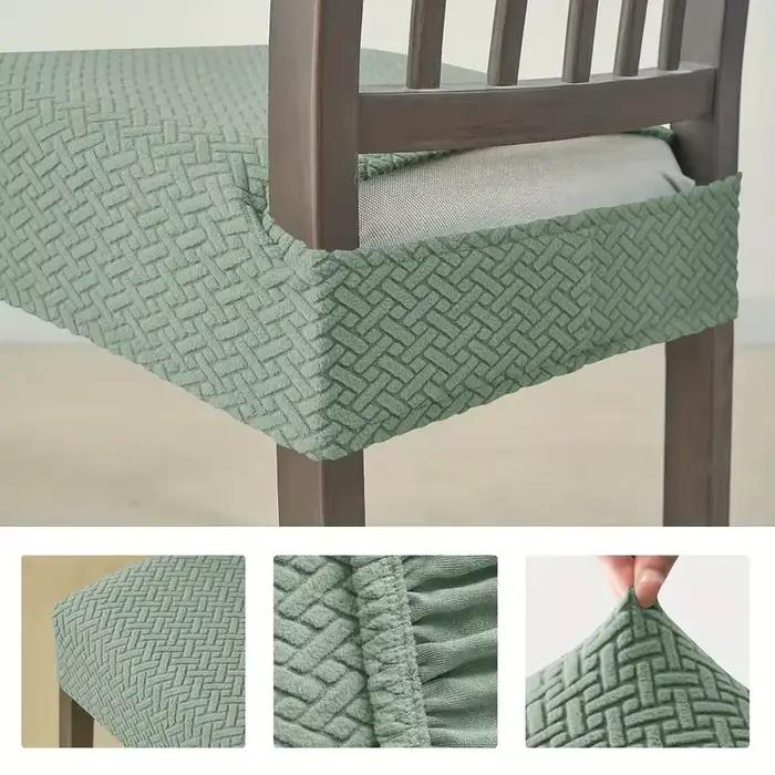 Housse de siège de chaise de salle à manger extensible, en Jacquard, couleur unie, amovible, Anti-po