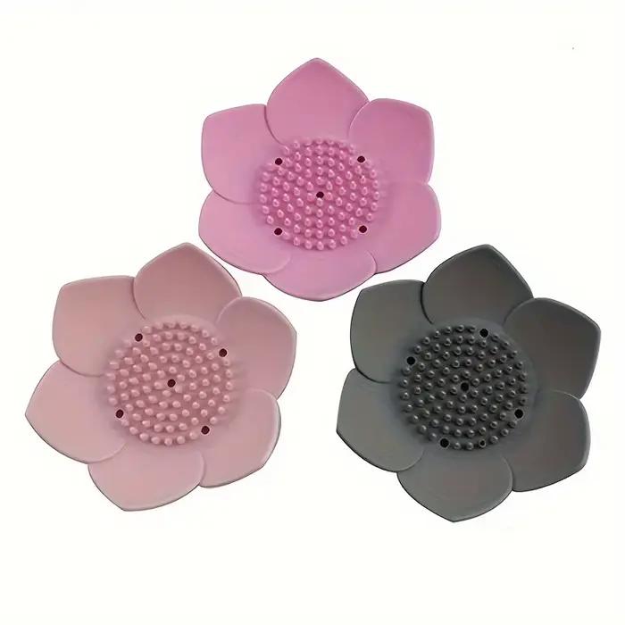 Boîte à savon de salle de bains, 1 pièce, porte-savon Design Lotus, boîte à savon en Silicone, boîte