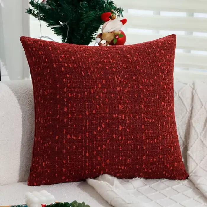 Juste de coussin de Noël pour la décoration de la maison, rétro, rouge, simple, taie d'oreiller pour