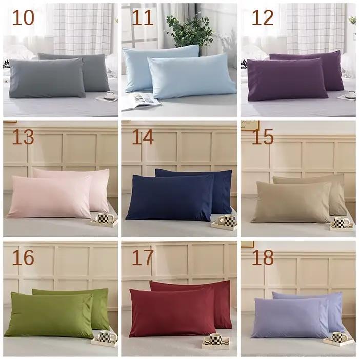 Taie d'oreiller luxueuse de couleur unie, 2 pièces, confortable, douce et hypoallergénique, pour une