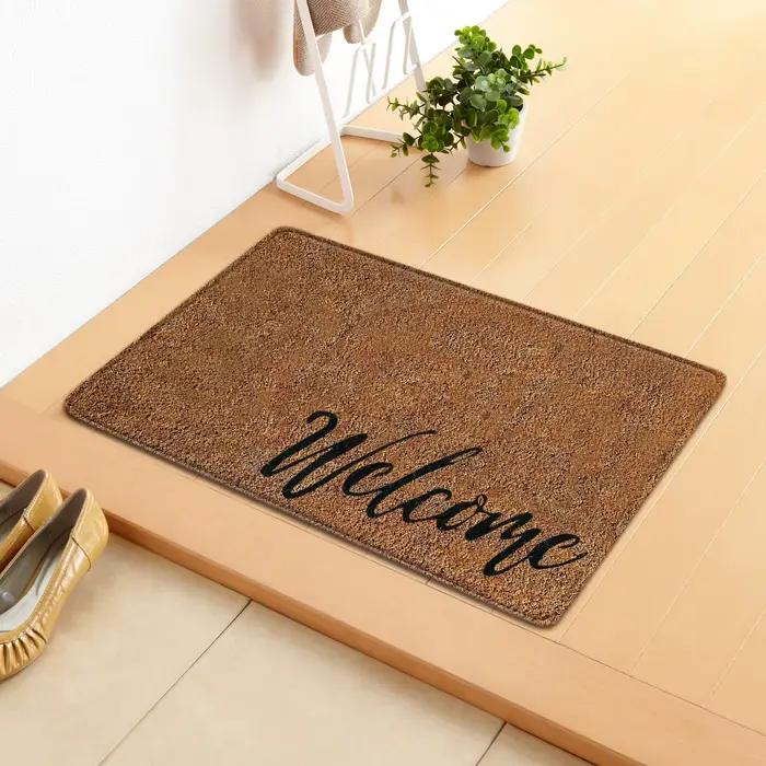 Paillasson marron avec Message de bienvenue, antidérapant, décoration de la maison, chaud, salon, ch
