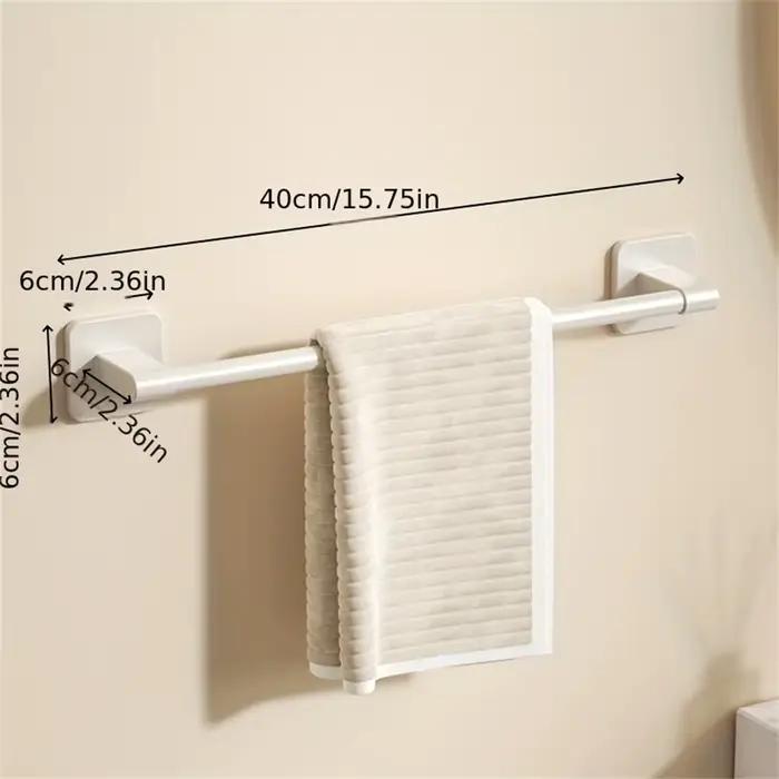 1 barre porte-serviettes murale blanche non perforée pour salle de bain, taille 40-60 cm, support de