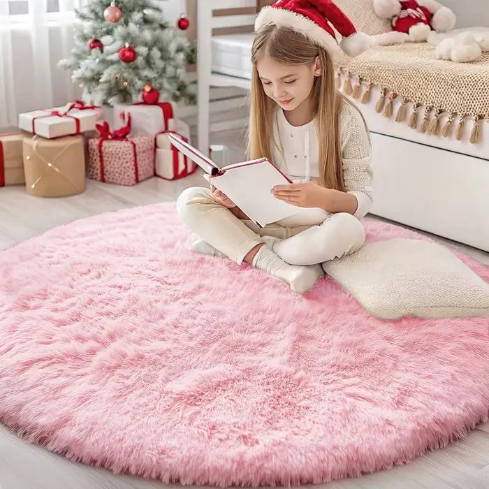 Kitinjoy Tapis ronds pour chambre à coucher Tapis shaggy doux et moelleux pour adolescentes filles e