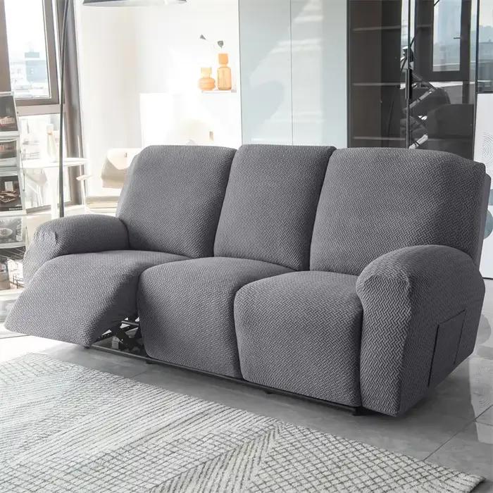 Housse de canapé inclinable 1/2/3 places, Jacquard, couleur unie, coussin extensible, couleur unie, 
