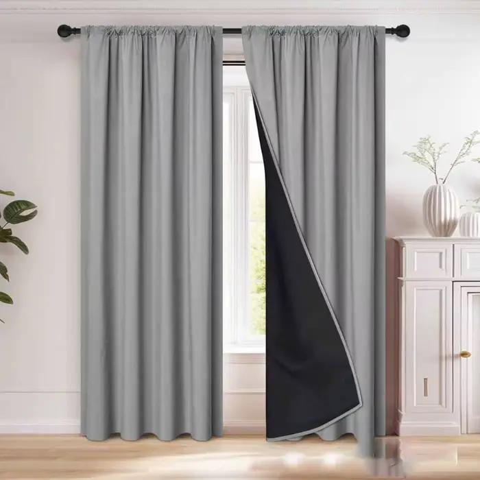 Rideau occultant avec passe-tringle, lavable, 100 x 200 cm, facile à installer, pour chambre et sall