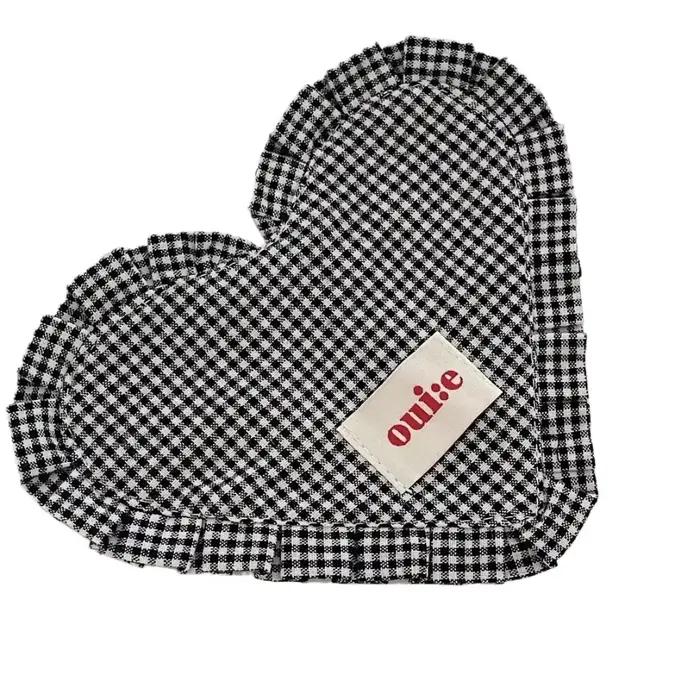 Tapis de repas à carreaux en forme de cœur INS, décoration en forme de cœur, en coton avec bol en de