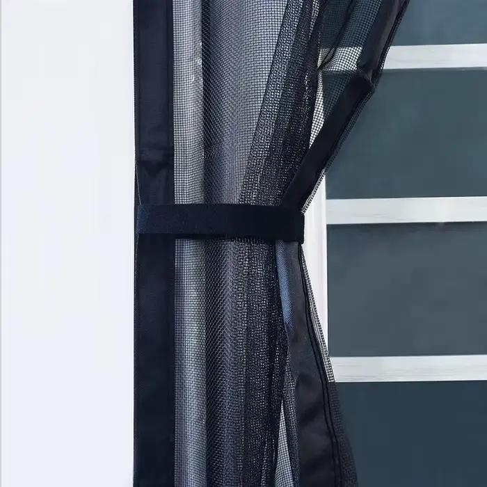 Moustiquaire magnétique pour porte, rideau noir pour insectes volants, fermeture automatique, maille
