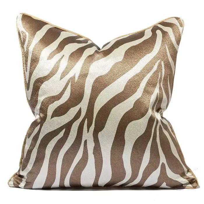 Housse de coussin Jacquard marron kaki, imprimé zèbre, 45x45, 50x50, taie d'oreiller décorative mode