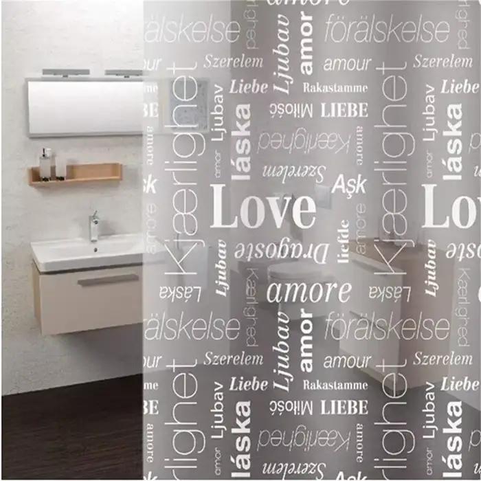 Rideaux de douche de bain transparents LOVE avec crochets, original, étanche, degré HOMold, 180x180c
