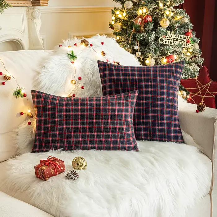 Heart de Noël verts, taies d'oreiller nordiques, housse de coussin, oreillers doux pour canapé, déco