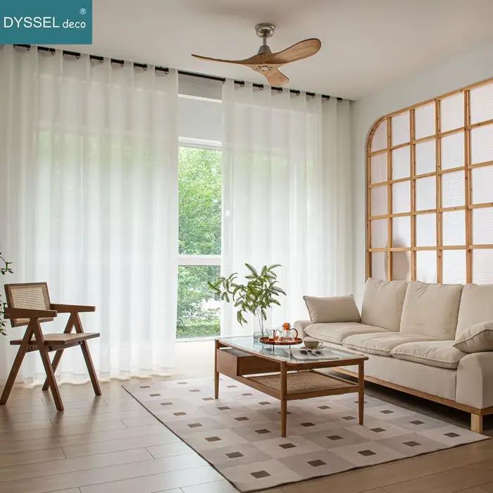 Rideaux de fenêtre en lin, décoration moderne, aspect solide, blanc transparent, Style européen, œil