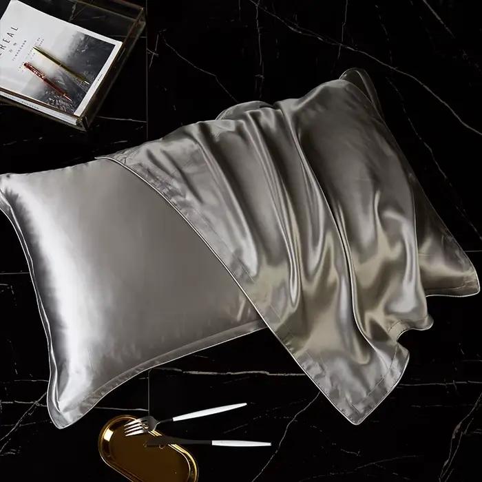 DISANGNI Taie d'oreiller 100 % soie de mûrier naturelle pour cheveux et peau - Avant en pure soie et