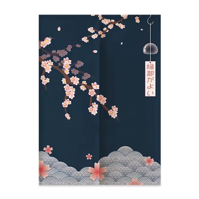 Rideau de porte en lin japonais, nordique, mont Fuji, vagues, cloison, chambre à coucher, cuisine, d