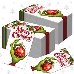 Serviettes en papier thème de noël pour invités, 20 pièces, vaisselle jetable, mouchoirs, Serviette 