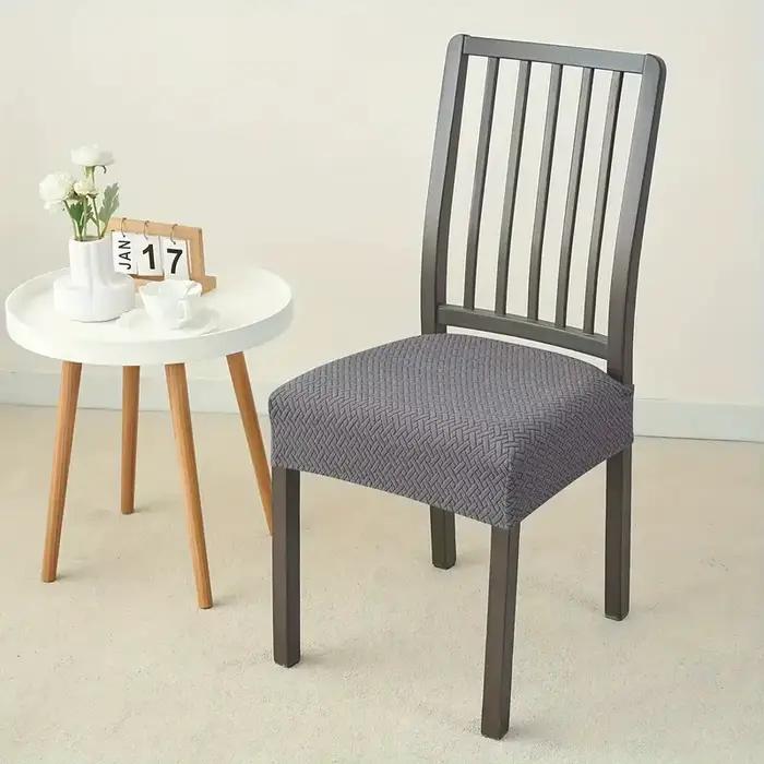 Housse de siège de chaise de salle à manger extensible, en Jacquard, couleur unie, amovible, Anti-po