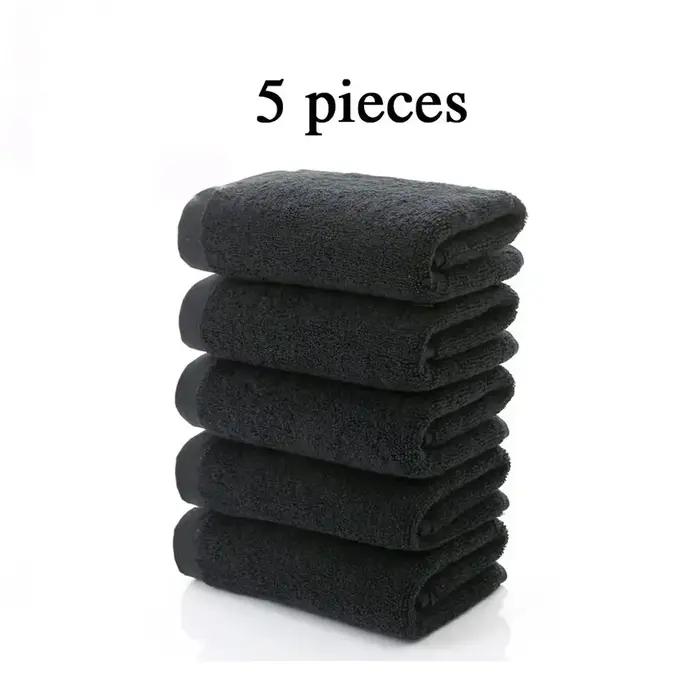 Ensemble de serviettes de visage noires pour hommes, 100% coton, pas de décoloration, serviettes à m
