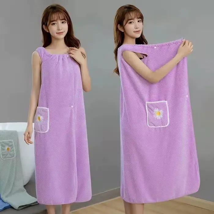 Serviette de bain pour femmes, enveloppe portable pour adultes, absorbe l'eau, jupe pour cheveux sec