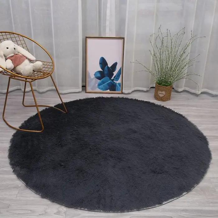 Tapis en peluche imitant le cuir de laine pour tapis antidérapant de chambre à coucher, doux, confor